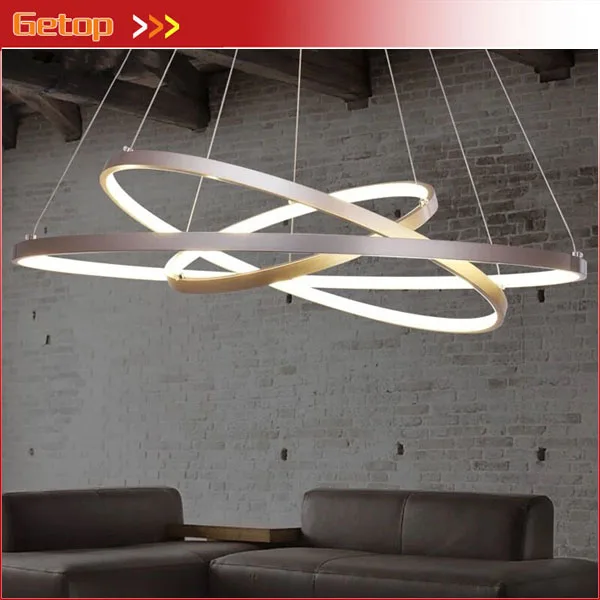 

Modern Simple Aluminum Circular LED Ring Pendant Light Nordic Creative Circle Living Room Restaurant LED Chip Lighting Free Ship
