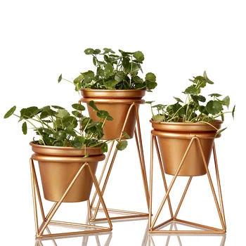 

3pcs Gold Flowerpot Garden Planter Stainless Steel Flower/Plant Succulents Container Bonsai Pot Home Table Decoration Ornament