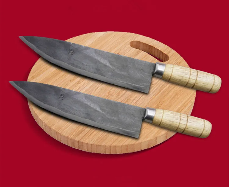 Традиционный Зажим Сталь ручной работы кованый кухонный нарезки свиная говядина крупного рогатого скота баранины нож измельченный резки овощные ножи для мяса