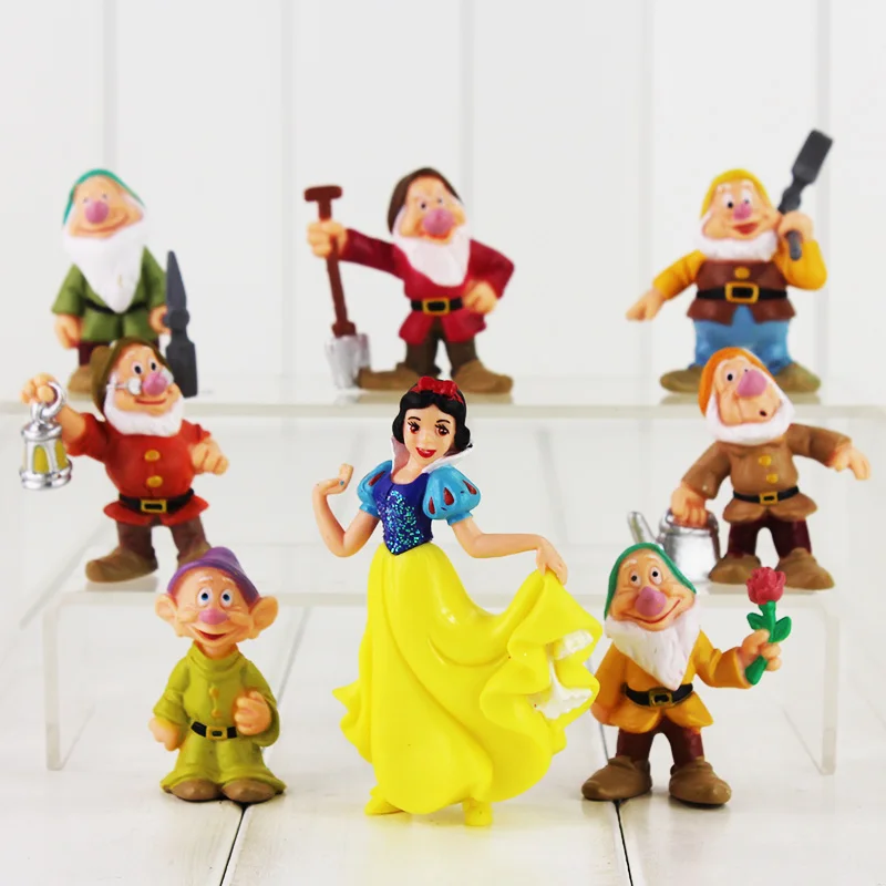 1 Set of 8 Disney Princess Snow White & Seven Dwarfs Figures Ornament Toy 5-13cm 