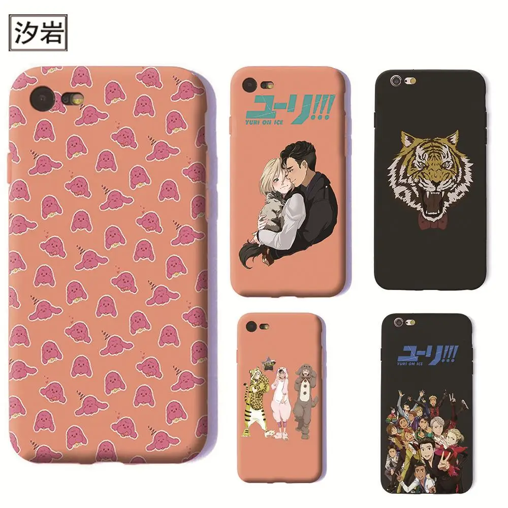 

TPU soft Silicone phone case Yuri!!! Yuri On Ice plisetsky tiger DOG pink cover for iPhone 5 6 7 plus 5s se 6s black Housing