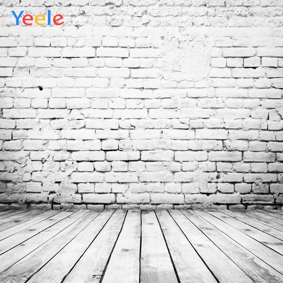 

Yeele White Gray Brick Wall Wooden Board Portrait Photography Backgrounds Customized Photographic Backdrops for Photo Studio