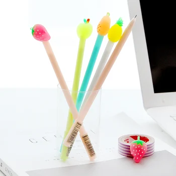 

Z45 2X Kawaii Cute Silicone Fruit Head Gel Pen Writing Signing Pen Stationery School Supply Kids Student Gift