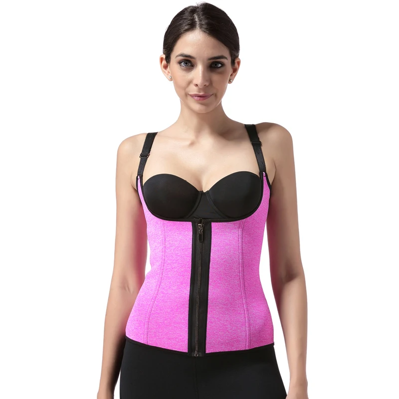 Adjustable Shoulder Strap Waist Trainer Vest Corset Women Zipper Hook Body Shaper Waist Cincher