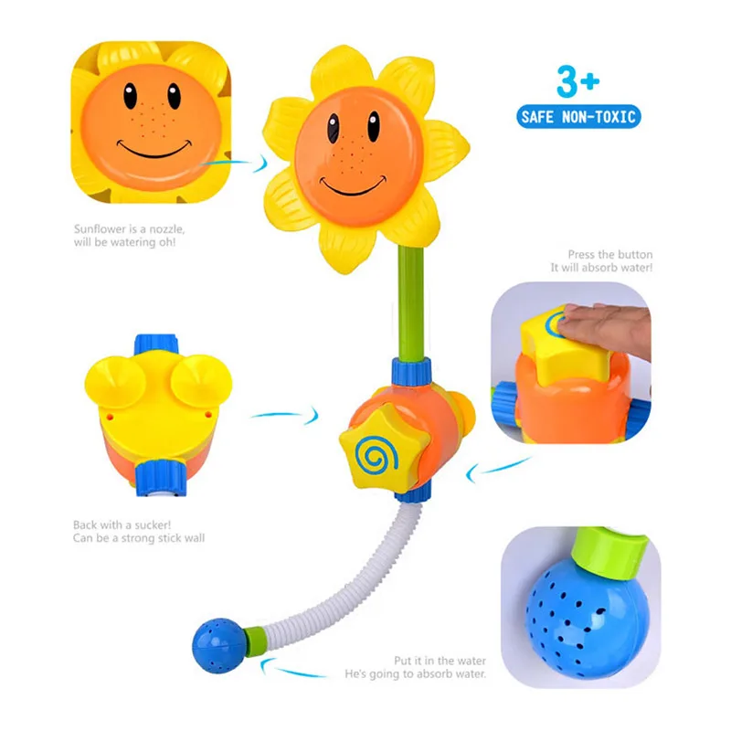 Детские забавные аксессуары для купания яркие цвета пластиковый смеситель для душа Подсолнух игрушки Новые горячие продажи розничная игрушек