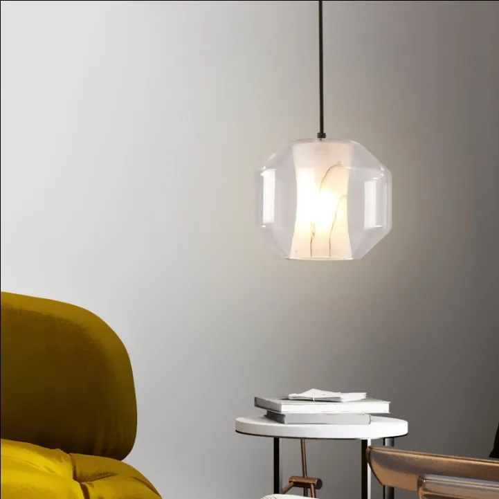 Белый простой креативный стеклянный светильник для бара Кофейни простая люстра Утюг Droplight экспериментальная бутылка Lampr матовое стекло - Цвет абажура: D24H21cm