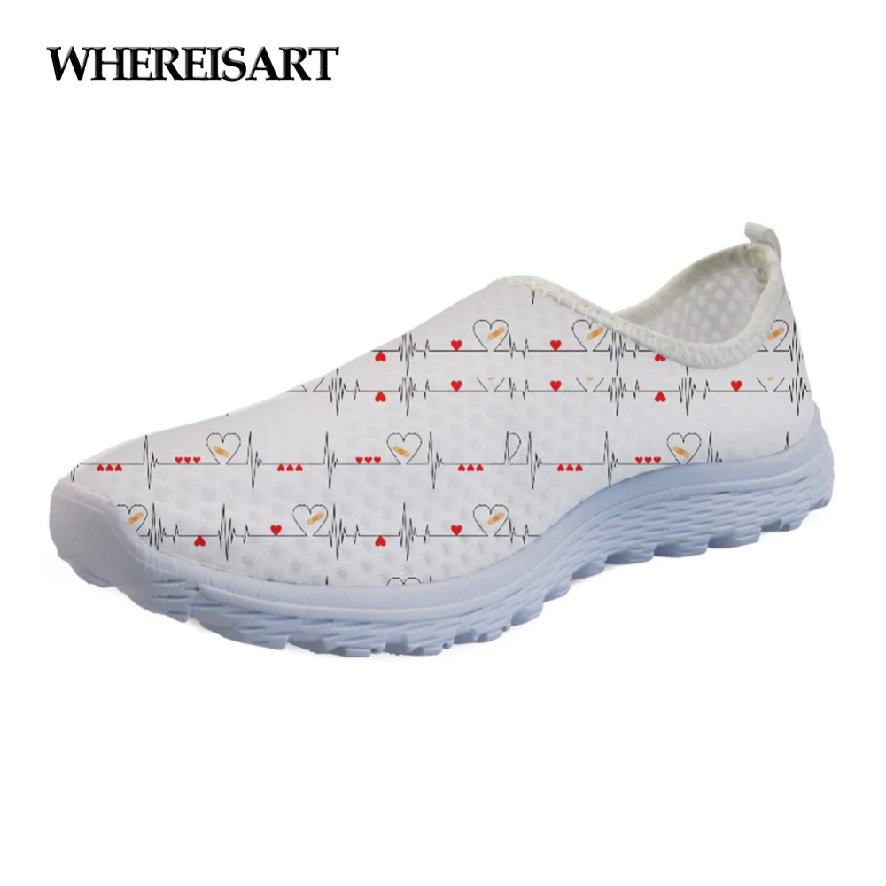 

WHEREISART 2019 NEW Women Casual Shoes Summer Flats 3D Heart Rate Pattern Ladies Summer Comfortable Shoes for Teen Girls Woman