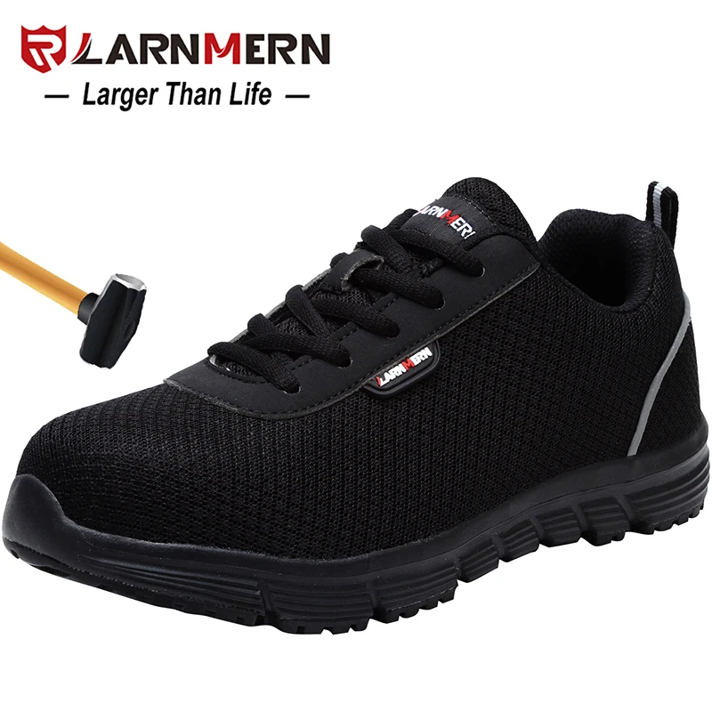 LARNMERN Women's Work Safety Shoes Steel Toe Lightweight Breathable Anti-Smashing Non-Slip Reflective Construction Sneaker