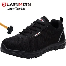 LARNMERN Women's Work Safety Shoes Steel Toe Lightweight Breathable Anti-Smashing Non-Slip Reflective Construction Sneaker