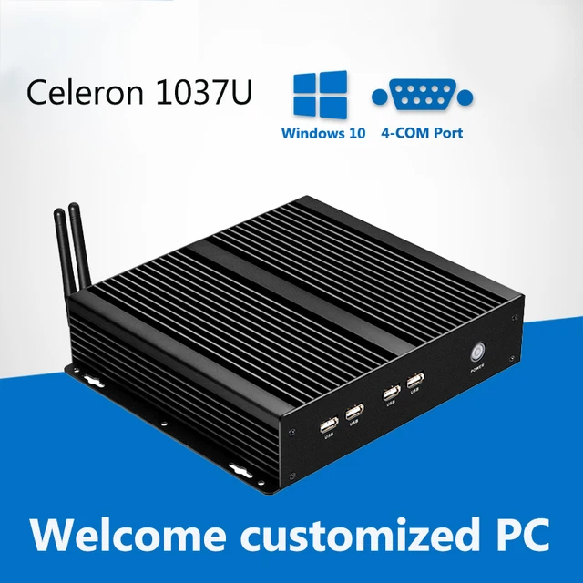 Cheap Fanless Mini PC 4*COM Intel Celeron 1037U 1.80GHz Mini Computer Windows Ubuntu Industrial Computer Desktop 4*RS232 8*USB Fanless Cheap Fanless Mini PC 4*COM Intel Celeron 1037U 1.80GHz Mini Computer Windows Ubuntu Industrial Computer Desktop 4*RS232 8*USB Fanless