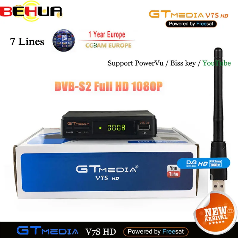 7 Клайн 1 год Европа Испания DVB S2 Freesat GTmedia V7S HD спутниковый ресивер обновления от V7