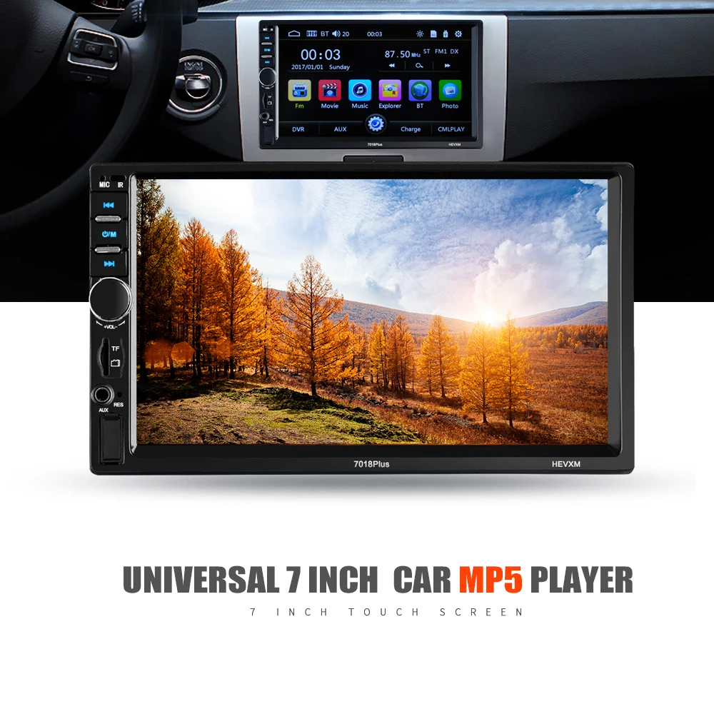 

Automagnitola 2 Din Car MP5 Media Player 7in 7018 PLUS Auto MP4 MP3 Radio Video Player Remote Control Rear Camera Input