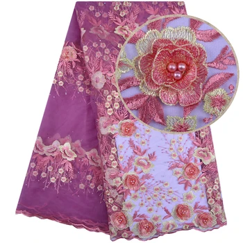 

French Lace Latest Lace High Quality 3D Appliques Flower Lace Fabric For Bridal Beaded And Stones Lace Fabric For Dress 1233