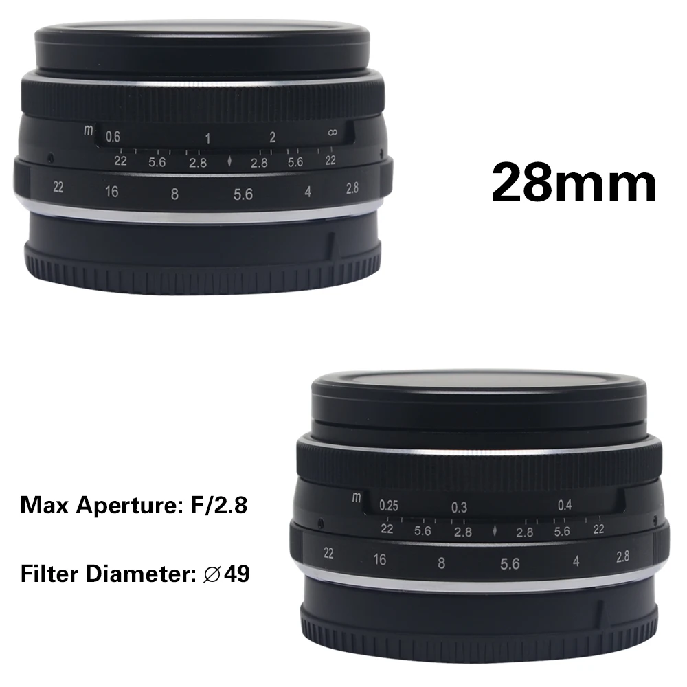 Meike MK-28mm f2.8 объектив с широкой диафрагмой и ручной многослойным покрытием фокусировки объектива APS-C Для беззеркальных камер Fujifilm X-A1 X-A2 X-E1 X-E2 X-E2S