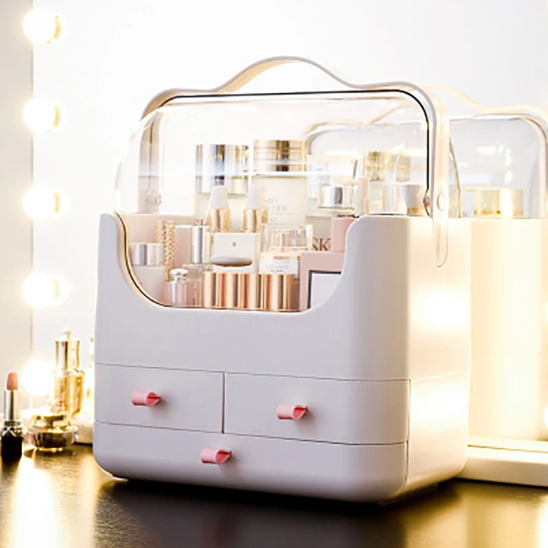 

New storage box dustproof desktop simple household finishing box dressing lipstick skin care product makeup box