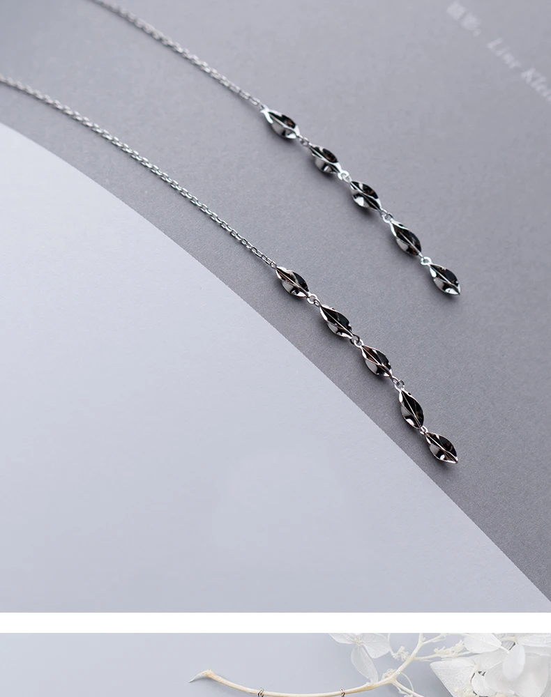 INALIS новая мода нежный длинная цепь уха линии 925 пробы серебро Вращающихся листья мотаться серьги лучший подарок подруги