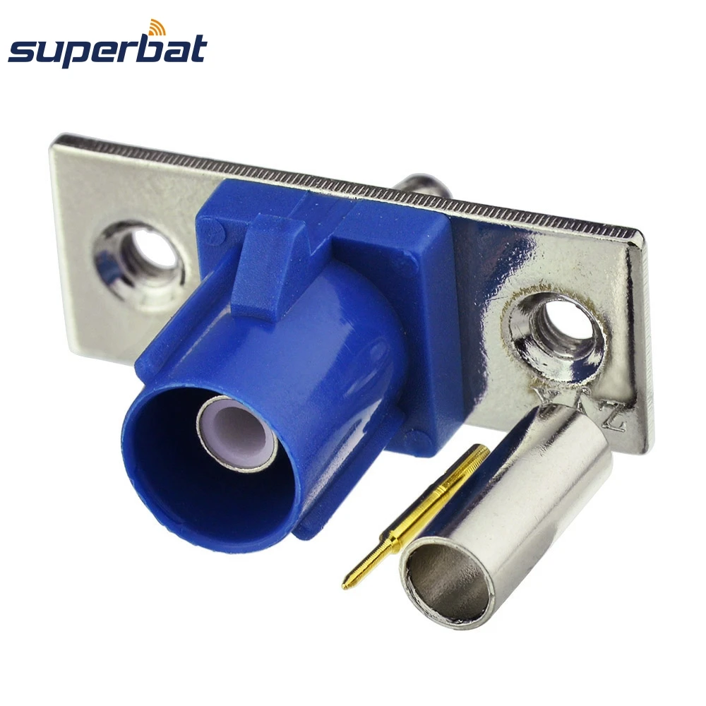 Superbat Fakra C 블루 수 2 홀 패널 RF 동축 커넥터, 케이블 RG316, RG174, LMR100, GPS 텔레매틱스 및 네비게이션용, 10 개