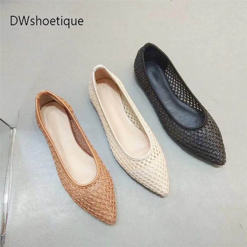 

New cane women flats slip on pointed toe spring women loafers