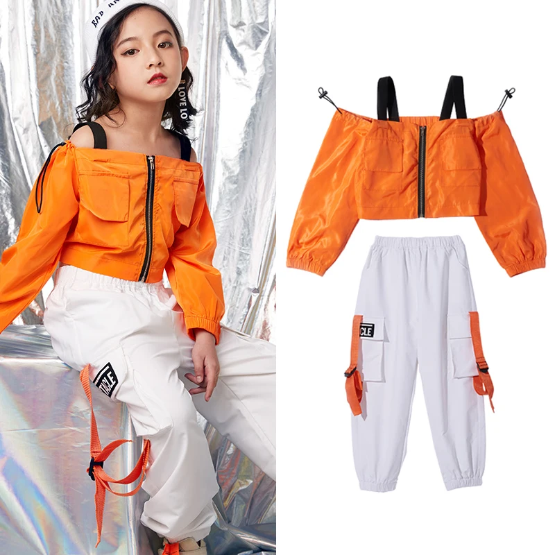 

New Kids Costume Jazz Dance Costume Hip-hop Navel Exposed For Performing Stage Drumming Fashion Navel exposed Clothes BL1076