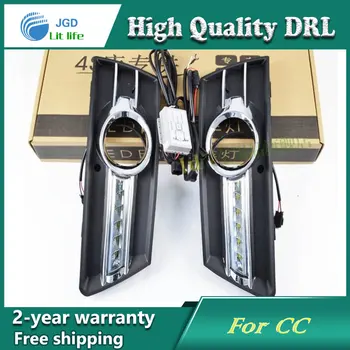

Free shipping ! 12V 6000k LED DRL Daytime running light case for VW CC Fog lamp frame Fog light Car styling