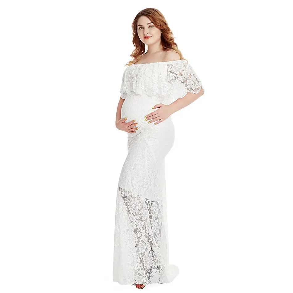 VOGUEON женские платья для беременных для фотосессии летние кружевные платья для беременных женское Макси-платье длинное вечернее платье со