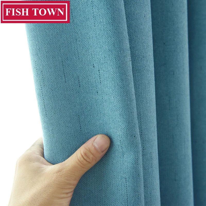 

FISH TOWN 70%-85% Shading Custom Made Like A Shooting Star Solid Color Linen Like Blackout Curtain For Living Room Window