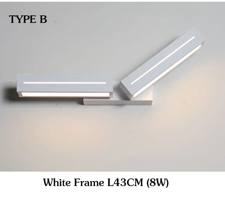 Творческий дом современный светодиодный настенные светильники для Обеденная Спальня Гостиная с регулируемым углом наклона белого и черного цвета с отделкой светодиодный настенный светильник - Цвет абажура: White Frame B Type