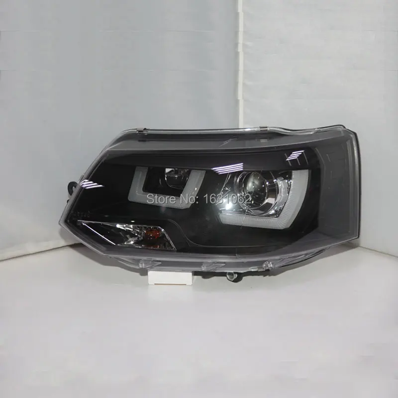 Для VW Multivan T5 светодиодный Ангельские глазки фары 2009 2014 год черный Цвет JY|angel eyes|led