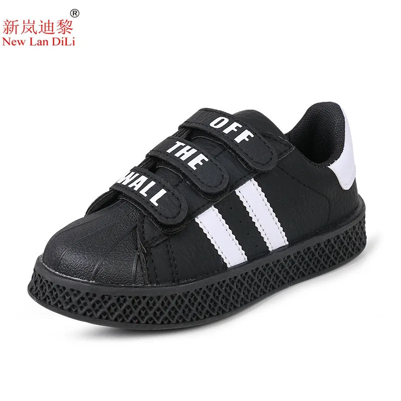 

2019 spring and autumn new style sneakers children's stripe white shoes girls casual shoes boys students sports shoes size 21-36