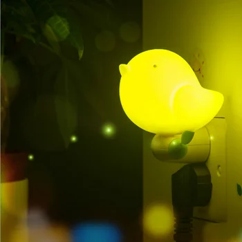 

Cute bird lighting control LED sensor light led nightlight with switch Wall Lamp for bedroom baby room indoor lighting +eu plug