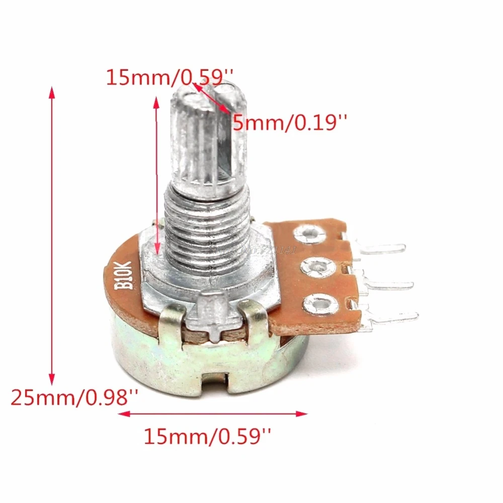 5 шт. B10K ом Линейный конус роторный панельный потенциометр горшок 15 мм горячая распродажа