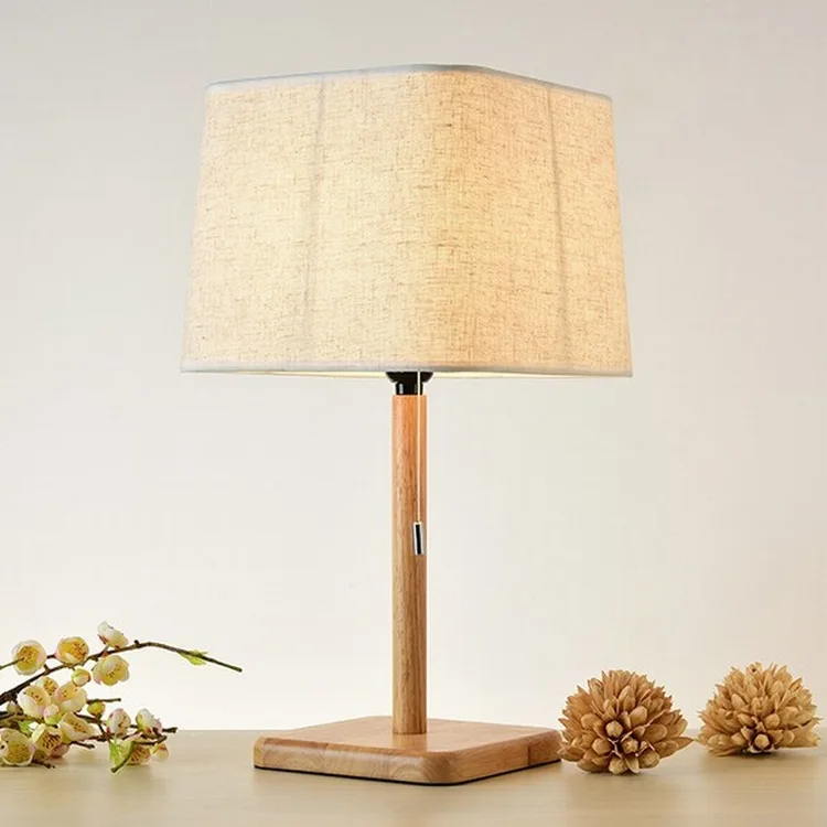

TUDA 26x49cm Free Shipping Square Lampshade Table Lamp Creative Wooden Table Lamp Flax Fabric Lampshade Table Lamp Table Lamp