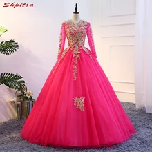 Платья для Бала с длинными рукавами платье для бала-маскарада, фатиновое милое 16 платьев vestido de 15 anos