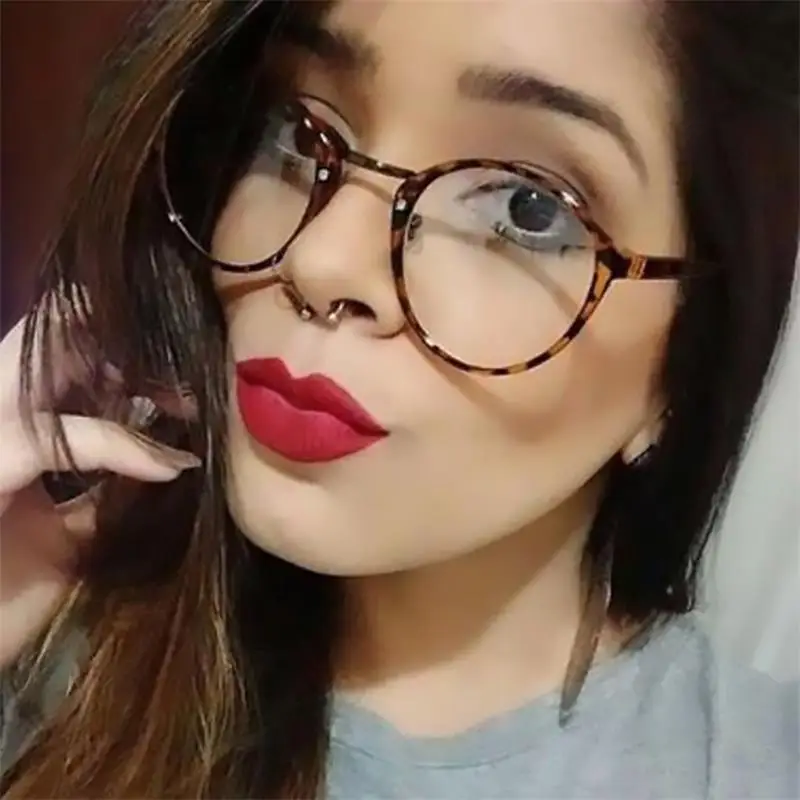 

Small Round Glasses Frame Luxury Brand Clear lens Eyeglasses Frame Women Myopia Nerd Computer Spectacles Leopard Glasses