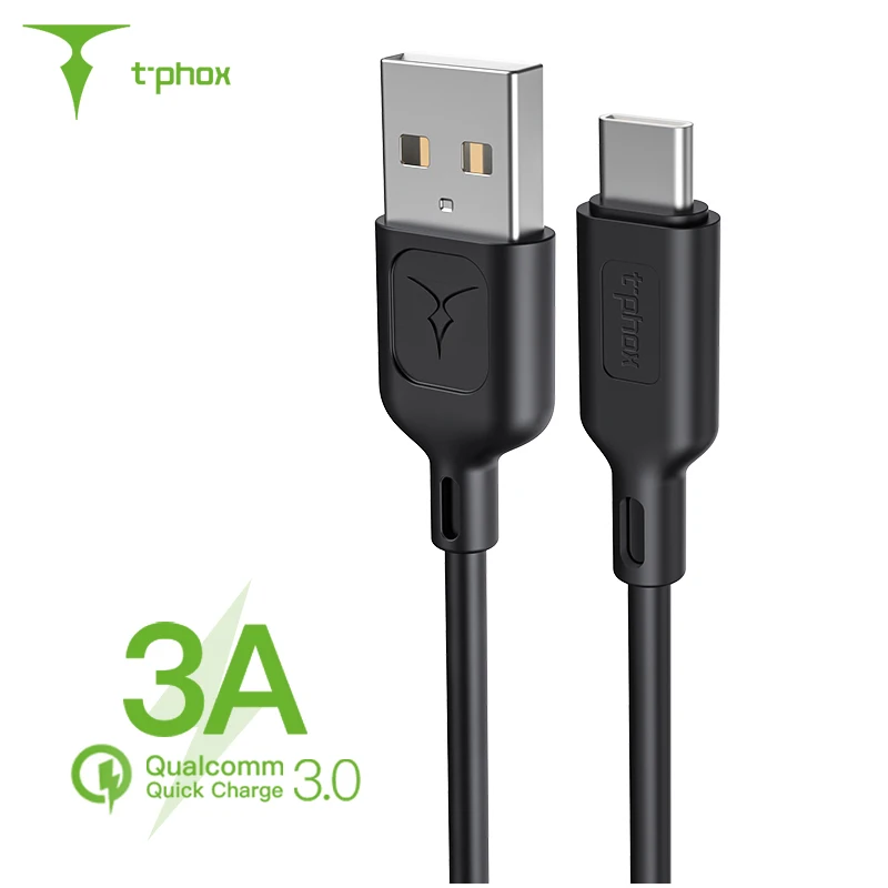 T-phox USB نوع C كابل لسامسونج غالاكسي S10 S9 Oneplus 6T QC3.0 USB-C شاحن الحبل الهاتف المحمول USB C نوع-C كابل