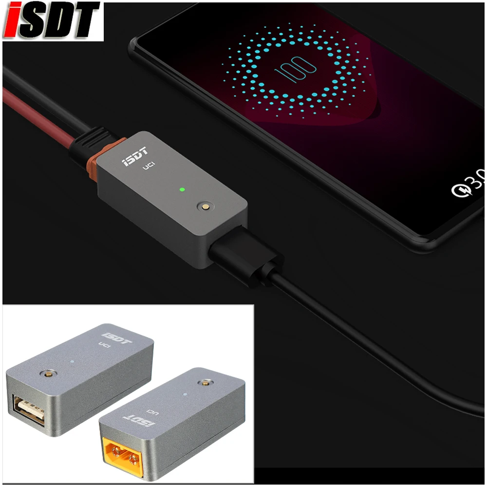 

ISDT UC1 Mobile phone charger QC3 18w usb external field charging input 2-6s lithium Battery Presale