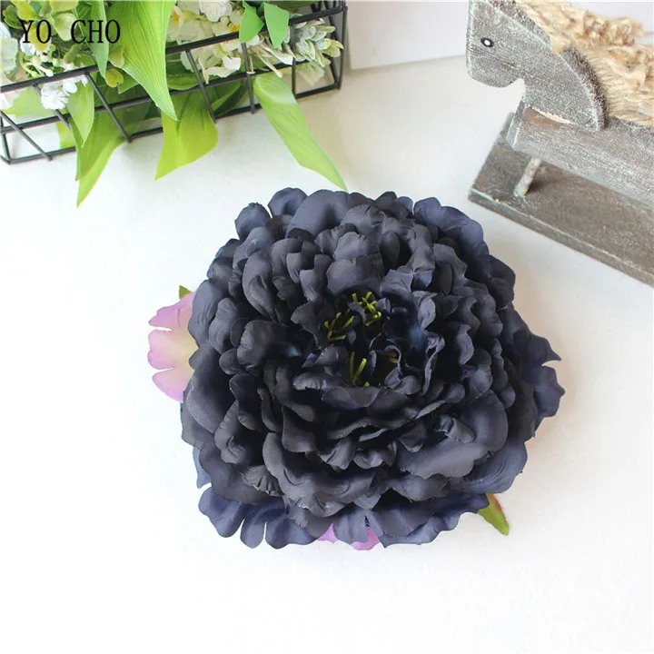 Artificial Peony Flower Head Silk Rose Wedding Wreaths White Pink Blue Fake Flowers Big Flower Heads (16)_