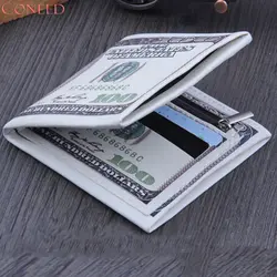 CONEED американская долларовая банкнота Кошелек коричневый кожаный кошелек Двойные кредитные карты фото кожаный 40