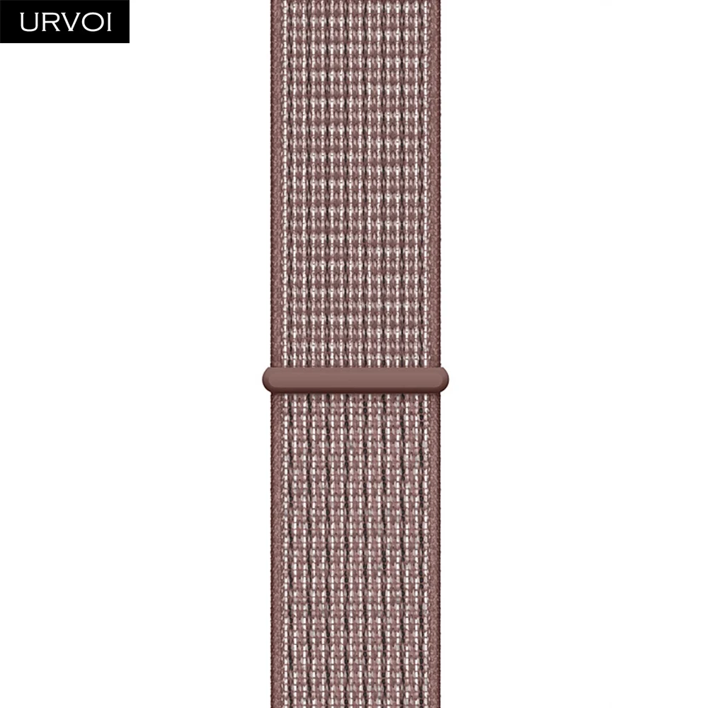 URVOI, Спортивная петля для apple watch, серия 4, 5, 3, 2, 1, ремешок для iwatch, двухслойный Воздухопроницаемый ремешок, тканый нейлоновый дракон, фрукты, 44 мм - Цвет ремешка: N Smokey Mauve