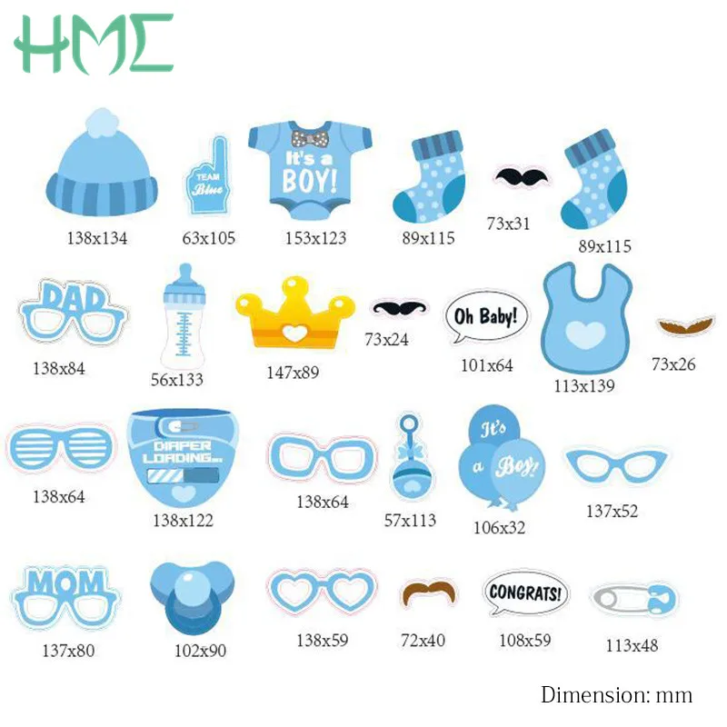 

25-30Pc Baby Shower Photo Booth Props Its a Boy Girl Favors Party Decorations Supplies Games Babyshower Photobooth