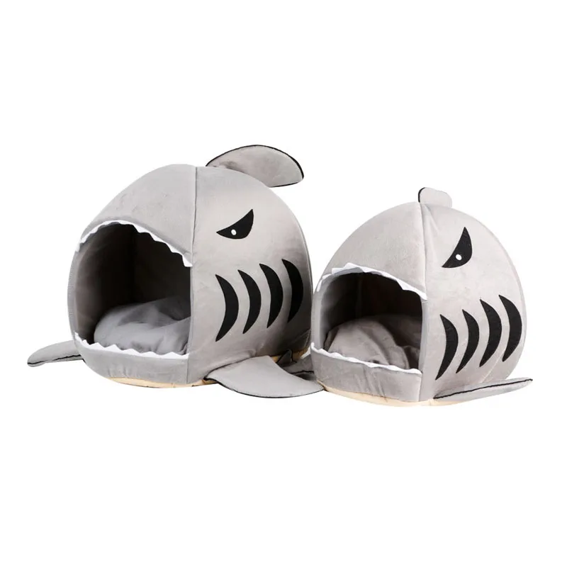 

Cute 1PC Sponge Dog Beds Shark Mouth Pet Dog Cat House Removable Washable Cartoon Dog Bed Kennel Funny Supplies--S004