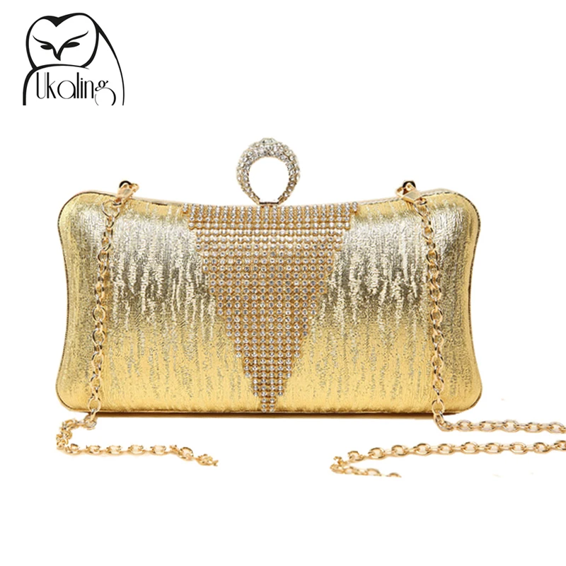 UKQLING Золотая сумка женская сумка-клатч вечерняя сумка с цепочкой Женская Сумка клатчи на день женская сумочка Sac основная цена доллара