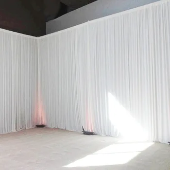 

7 meter height x 4 meter width white wedding backdrop curtain for stage decoration
