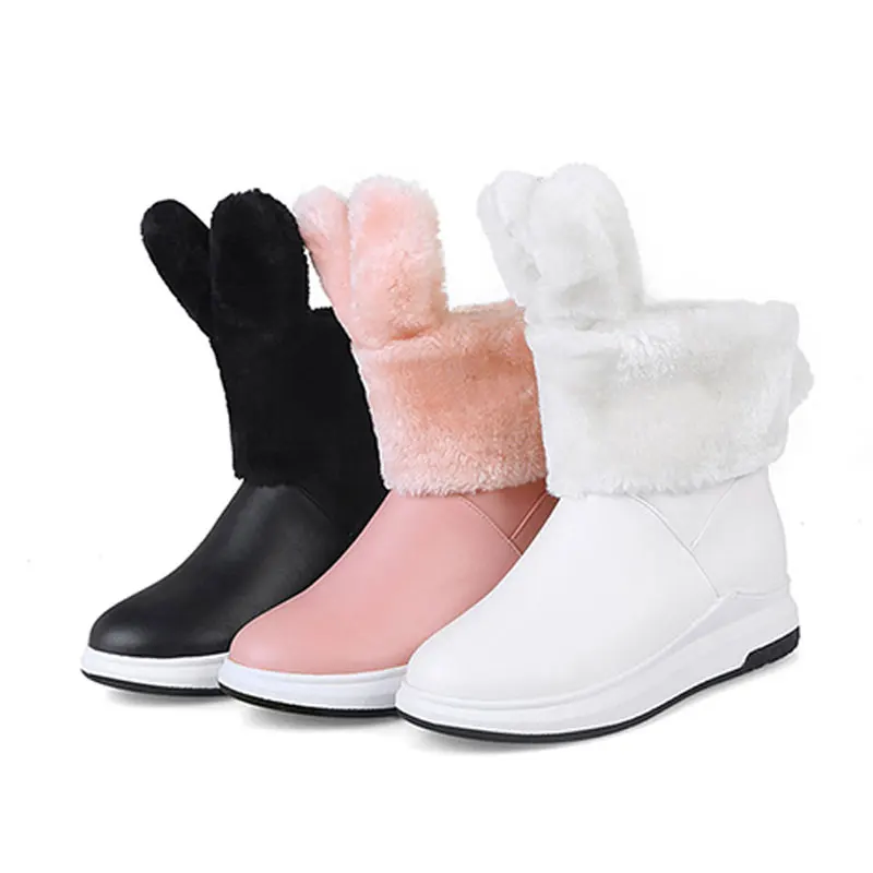 Compensés Bas Cheville Chaud Neige Hiver Dames Femmes White black Bottes Fanyuan Plateforme Chaussures Talons Fourrure Glissement De pink Femelle Sur Épais Flock Y7Ibvyf6g