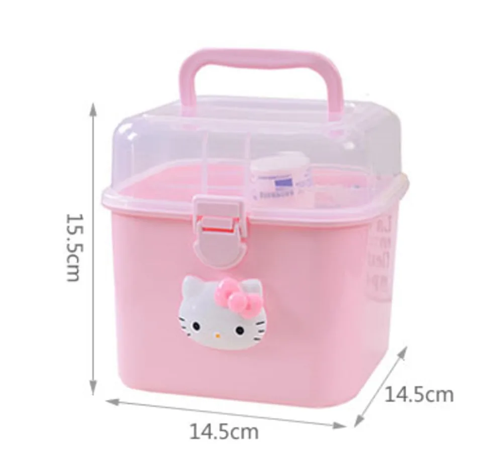 Hello kitty пластиковый контейнер для хранения подарочных игрушек коробка для ювелирных изделий косметический ящик стол органайзер коробка для таблеток - Цвет: S pink