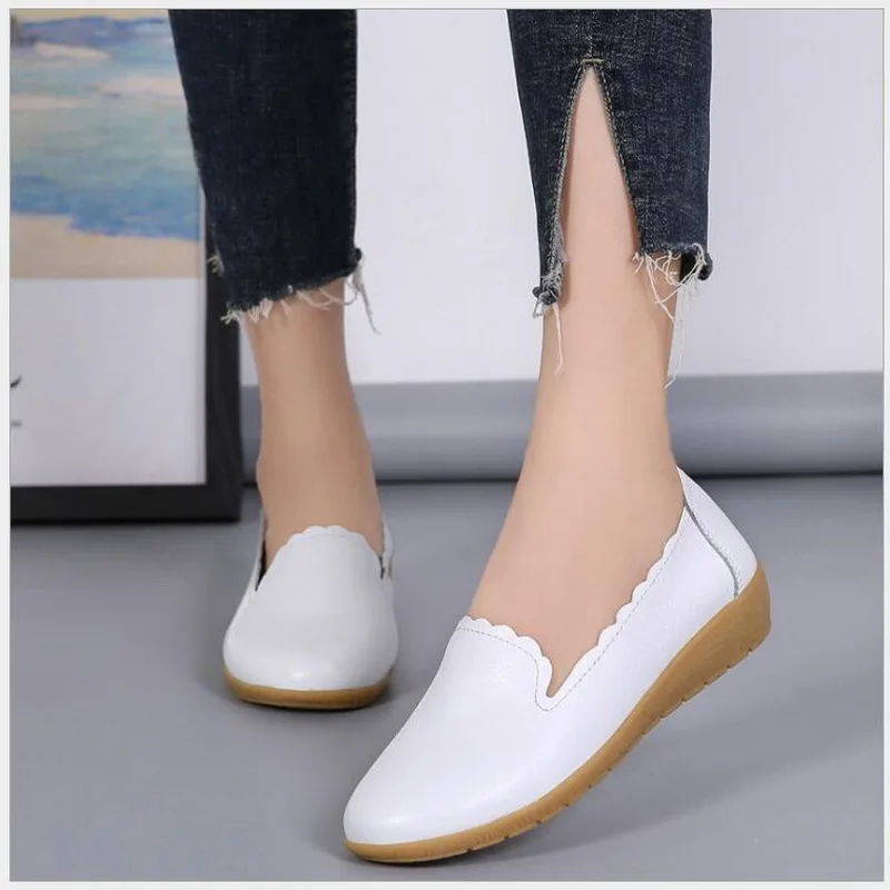 RUSHIMAN Grundlegende Ballett Wohnungen Schuhe aus echtem leder Flache Ballerina Schuhe weiche sohle gleitschutz einfache Damen Loafers
