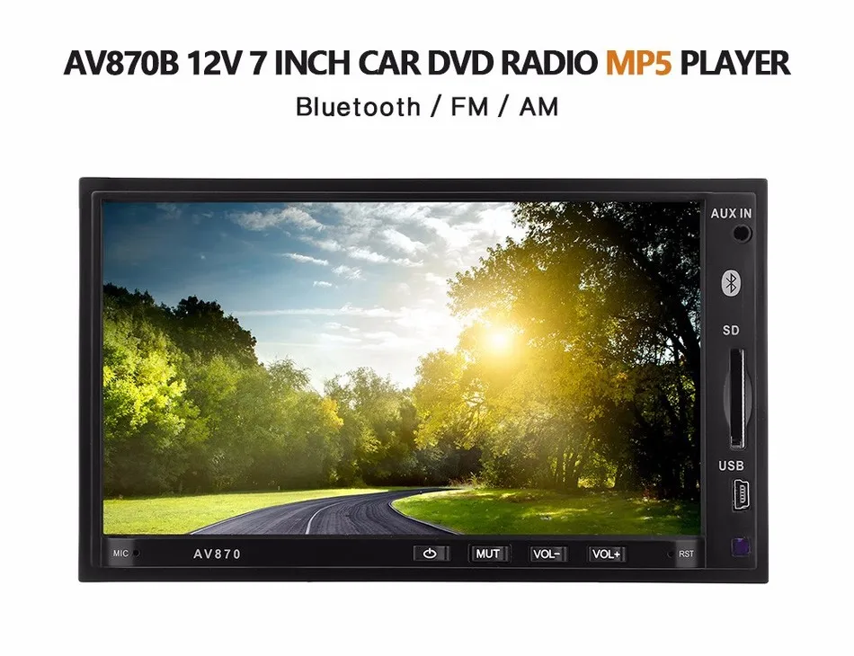 

2 Din RDS Car DVD MP5 Player 12V 7 inch Bluetooth 2.1 FM AM High Definition Car Multimedia Player Radio Free Shipping