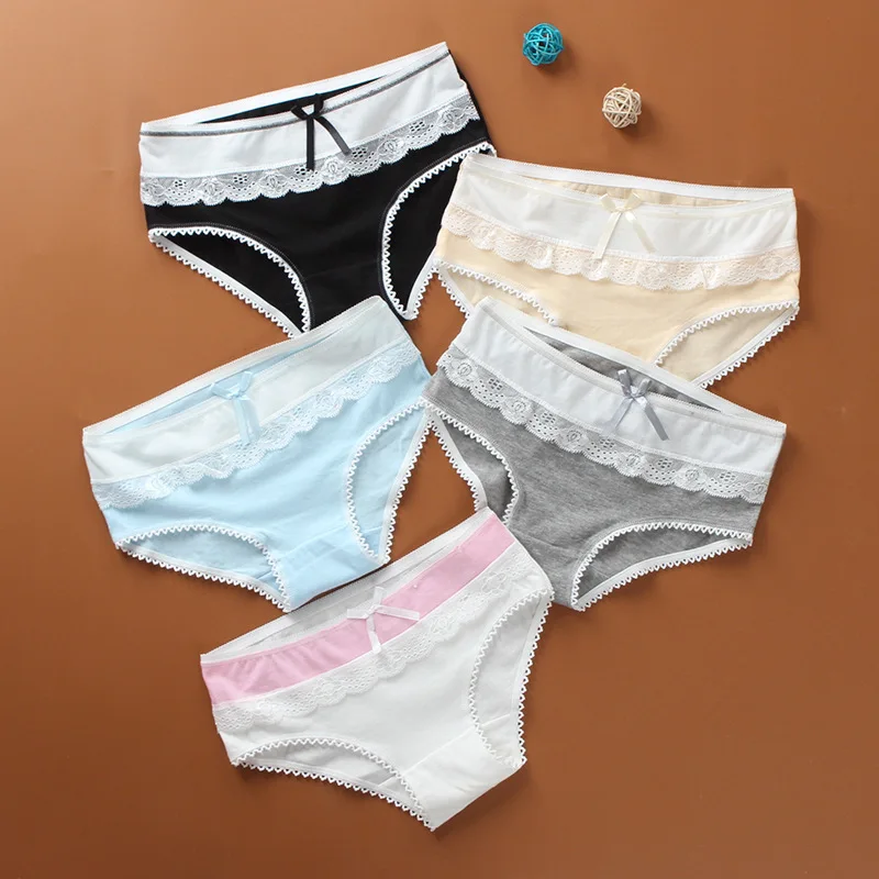 Briefs Panties Underwear Short Cotton/Spandex Solid Color Bow