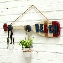 Средиземноморское украшение интерьера Ретро креативная стойка для крючков из цельного дерева вход индивидуальное искусство настенные вешалки