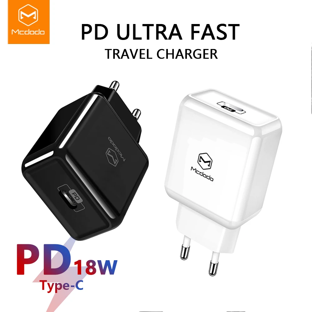 Mcdodo الاتحاد الأوروبي/الولايات المتحدة USB نوع C PD محول 18 W سريع شاحن يو اس بي الهاتف المحمول سريع شحن USB ل ماك بوك فون سامسونج Xiaomi هواوي